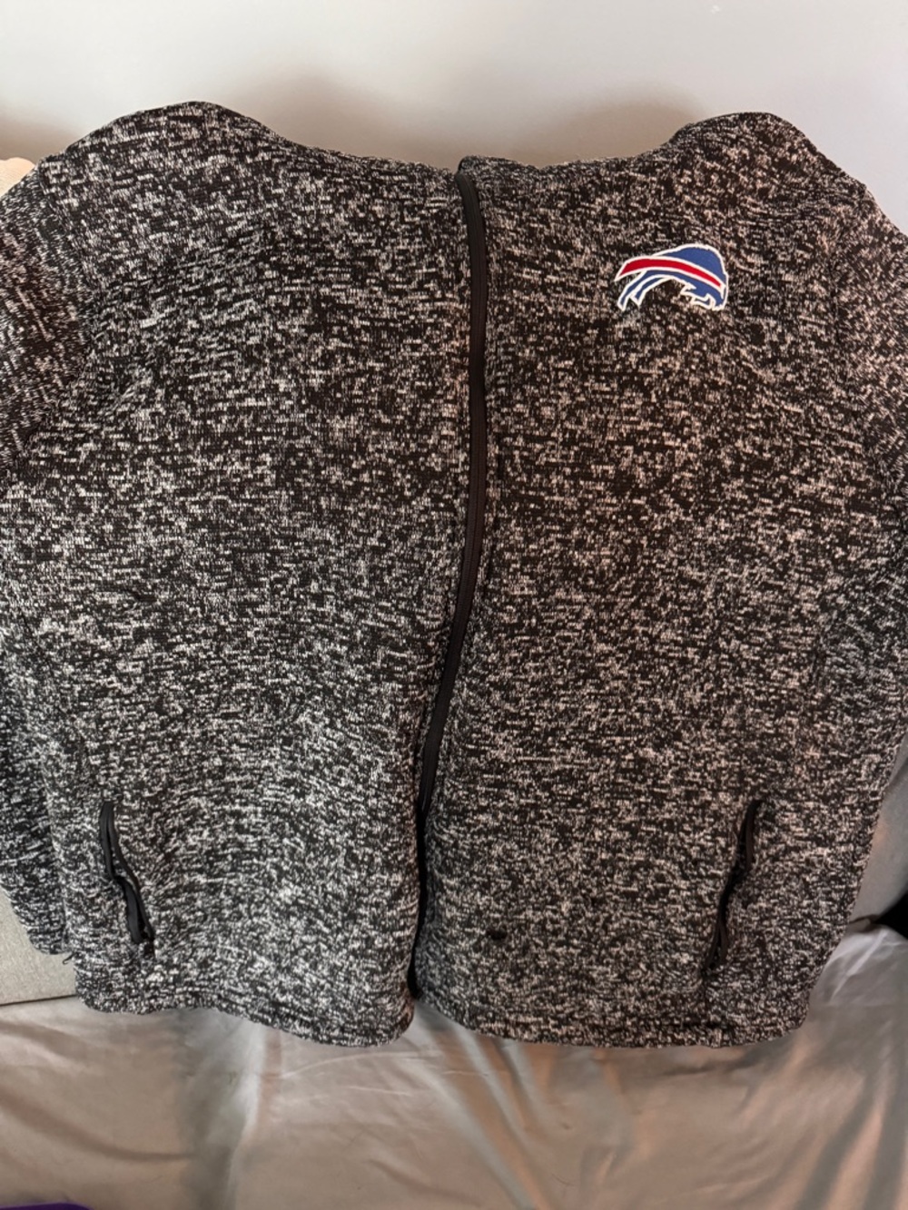 NFL Buffalo Bills Black & White Marled Full-Zip Hoodie